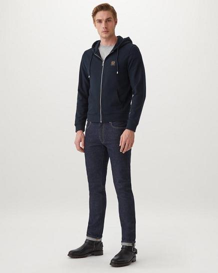 Sweat À Capuche Belstaff Homme 1924 Bleu Foncé Marine Coton Polaire France ZC6524103